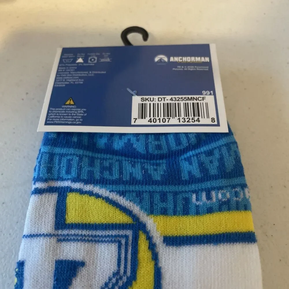 New Anchorman  Ron Socks Size 6-12 Novelty